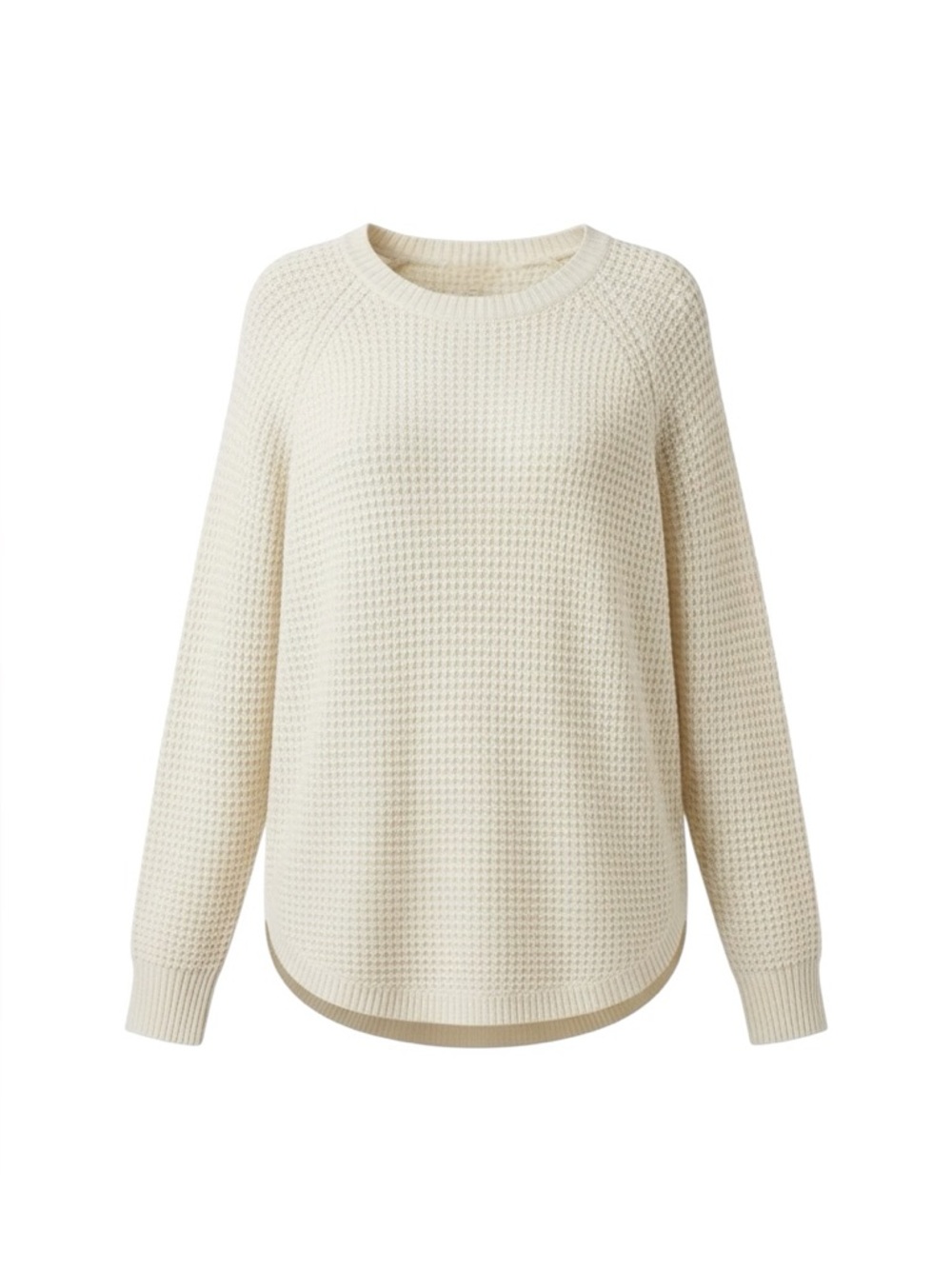 Pink Rose Loose Knit Crewneck Sweater Cream Women’s Large Waffle Knit Pullover